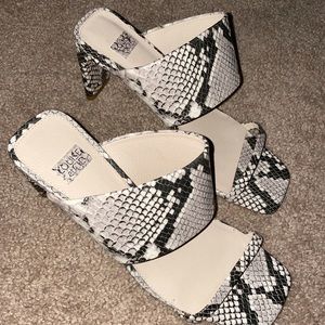 Snake Skin Open Toed Heels